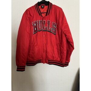 90s Starter Chicago Bulls Satin Bomber Jacket Mens L Red Rare Made In China
